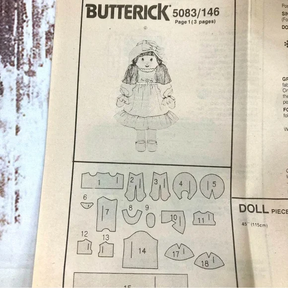 Butterick Holly Hobbie #146 Patterns Vintage 1990 One Size DIY - Picture 8 of 12